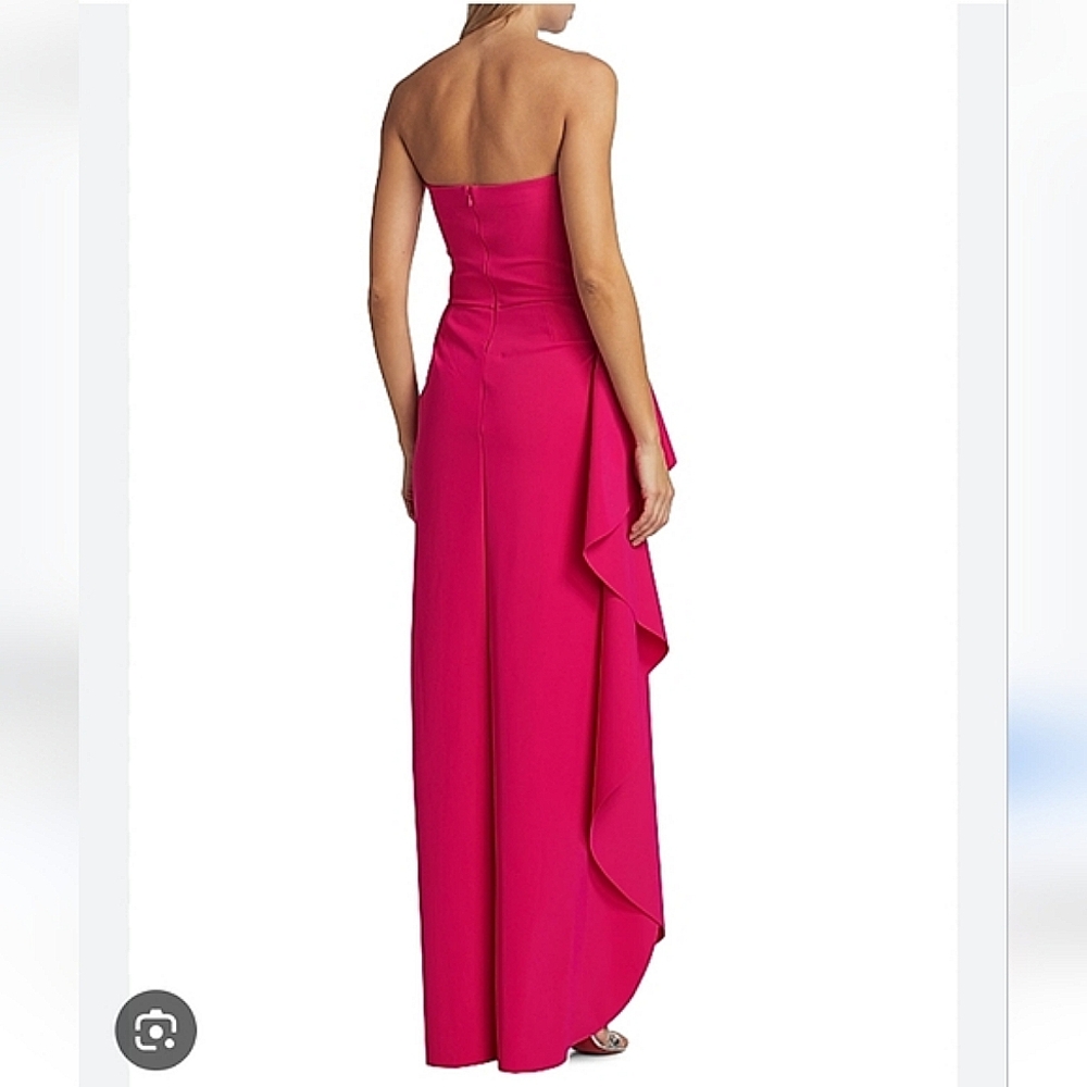 NWT$1,090 Chiara Boni Glicheria Pink Pleated Strapless Ruffle Gown Dress Sz 4 - Picture 6 of 16